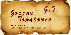 Gorjan Topalović vizit kartica